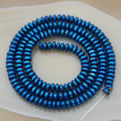 2x3mm Hematite Gemstone Rondelle Spacer Beads Metallic blue
