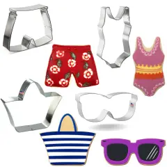 Beach Cookie Cutters 4 Pc Set. USA Tin Plate Steel - By CookieCutter.Com