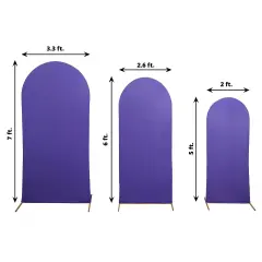 3 Fitted Matte Spandex Round Top Wedding Arch Backdrop STAND COVERS Purple