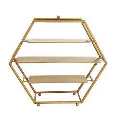 21" Gold 3 Tier Metal Hexagonal CUPCAKE HOLDER DISPLAY STAND