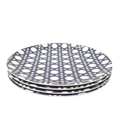 Blue Geo Melamine Appetizer Plate Set of 4 | 6" Dish Set