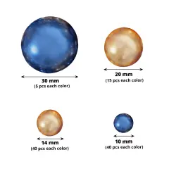 200 Faux PEARL BEADS Assorted Vase Fillers Blue and gold