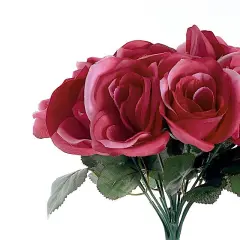 12-Inch Velvet Roses Artificial Flower Bouquet Fuschsia