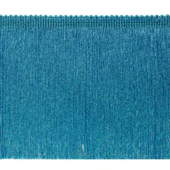 6" Metallic Chainette Fringe Trim Turquoise