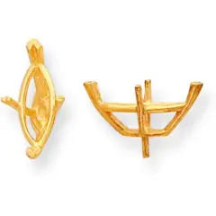 14K Gold 4 Prong Marquise Peg V-End Setting 10x5mm