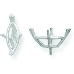 14K White Gold 4 Prong Marquise Peg V Head 3.25x7.25mm