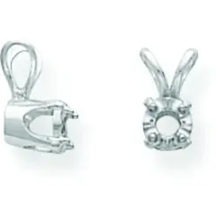 14K WG .01ct 4 Prong Round Illusion Pendant Setting