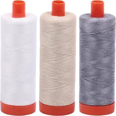 Bundle of Aurifil 50wt Egyptian Cotton Thread, Large 1422 yard Spools, with and without Aurifil Empty Thread Case 12 Spool Capacity (3 Spool Bundles, 2021 2310 2605)