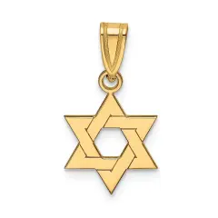 14K Yellow Gold Star of David Pendant Charm Jewelry 18mm x 11mm