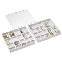 mDesign Stackable Plastic Jewelry Box, Storage Organizer, 3 Pieces
