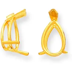 14K Gold 3 Prong Pear V-End Setting 6x4mm