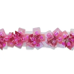 5 yards of Tabitha Sequin Flower Beaded Trim | 5 yard cut Fuchsia