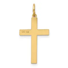 14K Gold Laser Designed Cross Charm Pendant Jewelry 26 x 13 mm