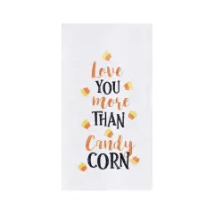 Love You More Than Candy Corn Cotton Embroidered Halloween Flour Sack Kitchen Towel