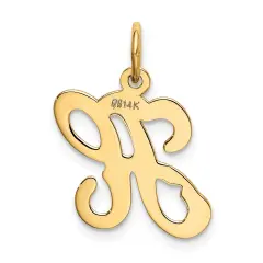 14K Gold Polished Fancy Initial Letter H Charm Pendant Jewerly 20mm x 11mm