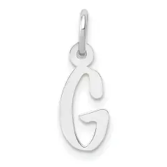 14K White Gold Small Slanted Block Initial G Charm Jewerly 15mm x 5mm