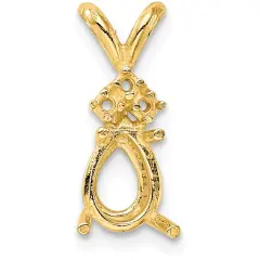 14K Gold 4 Prong Pear Pendant Setting 12x8mm