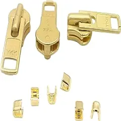 YKK Zipper Repair Kit Solution YKK #10 Extra Heavy Weight Pull Sliders Metal 3pcs (YKK #10 Brass Slider)