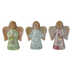 Northlight Glitter Dusted Gingerbread Christmas Angels - 6" - Set of 3 Brown