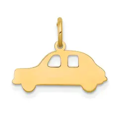 14K Yellow Gold Compact Car Charm Pendant Jewelry 15mm x 19mm