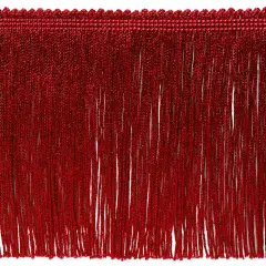 6" Metallic Chainette Fringe Trim Red