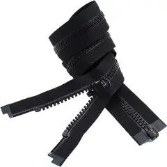 YKK - Vislon Ski & Sport Jacket Zipper Reversible Slide YKK #5 Molded Plastic Separating End Color BLACK Made in USA - Custom Length (26)