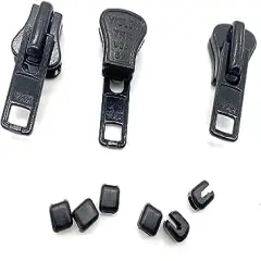 Zipper Repair Kit - #8 Heavy Duty YKK Vislon Jacket Zipper Sliders with Snapcap Stoppers Included - Choose Your Quantity - Made in The United States (3)
