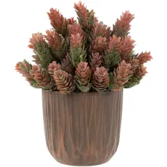 Northlight Two-Tone Wild Flower Artificial Plant in a Textured Lined Pot - 8" Orange