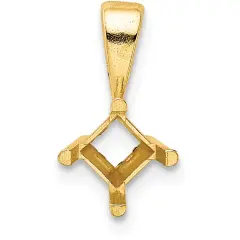 14K Gold 4 Prong Princess Pendant Setting 4mm