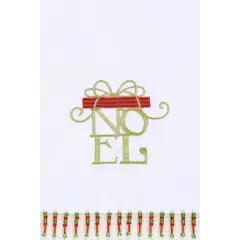 Christmas Present "Noel " Embroidered 100% Cotton Beaded Guest Dishtowel
