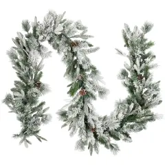 Northlight Real Touch&trade;️ Flocked Rosemary Emerald Angel Pine Artificial Christmas Garland - 9' x 14" - Unlit Green