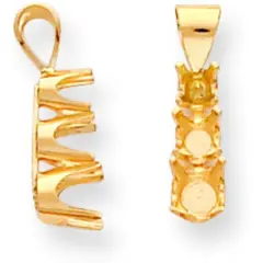 14K Gold Round 3 Stone Pendant Setting