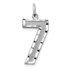 14K White Gold Large Number 7 Charm Pendant FindingKing Jewerly 25mm x 11mm