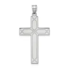 14K White Gold Cross Pendant Charm Jewelry Religious 37mm x 19mm
