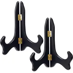 2 Packs Wooden Plate Stands for Display, Plate Holder Display Stand, Picture Frame Stand Easels, Tabletop Art Holder, Decorative Book Dish Stand