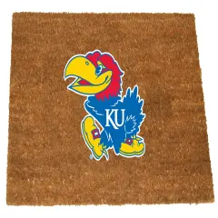 The Memory Company NCAA Kansas Jayhawks Logo Rectangular Coir Door Mat 29.5" x 19.5" Brown
