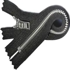 YKK 7" Aluminum Jeans Zipper with Locking Pull YKK#5 Closed End - Color 580 Black (5 Zippers/Pack)