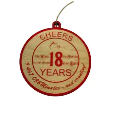Ornament CUSTOM - Cheers to 18 Years RED