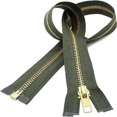 YKK 20" Medium Weight Jacket Zipper YKK #5 Brass ~ Separating ~ 567 Olive Green (1 Zipper/Pack)