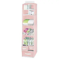 mDesign Fabric Nursery Hanging Organizer with 7 Shelves/3 Drawers