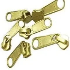 YKK - Zipper Repair Kit Solution, 5 Brass Metal Your Choice of Fancy Pulls of YKK #5 Brass Slider Made in USA - 12 Pulls Per Pack (Handbag Long Pull Non Lock Slider)
