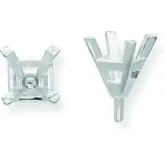 14K White Gold 4 Prong Princess Peg Center Head 3.5mm