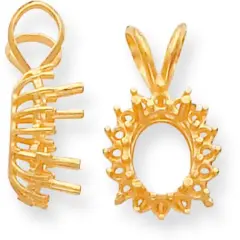 14K Gold 6x4mm Oval Cluster Pendant Setting