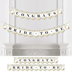 Big Dot of Happiness Wildflowers Bride - Boho Floral Bridal Shower and Wedding Party Bunting Banner - Party Decorations - Congrats Bride-To-Be