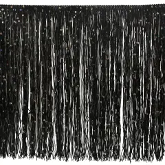 12" Starlight Hologram Sequin Chainette Fringe Trim Black