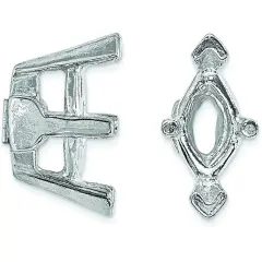 14K White Gold 6 Prong Marquise V-End Setting 13.5x6mm