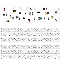 Kind Vibes Rainbow Doodles Scalloped Borders, 39 Feet Per Pack, 6 Packs