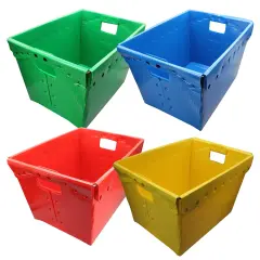 Primary Assorted Plastic Storage Postal Tote - 4 Pack