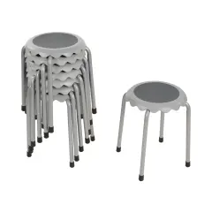 Daisy Stackable Stool Set, Flexible Seating, 8-Piece Light Grey