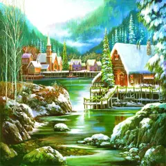 Sunsout Snowy Harbor 550 pc Christmas Jigsaw Puzzle 49042